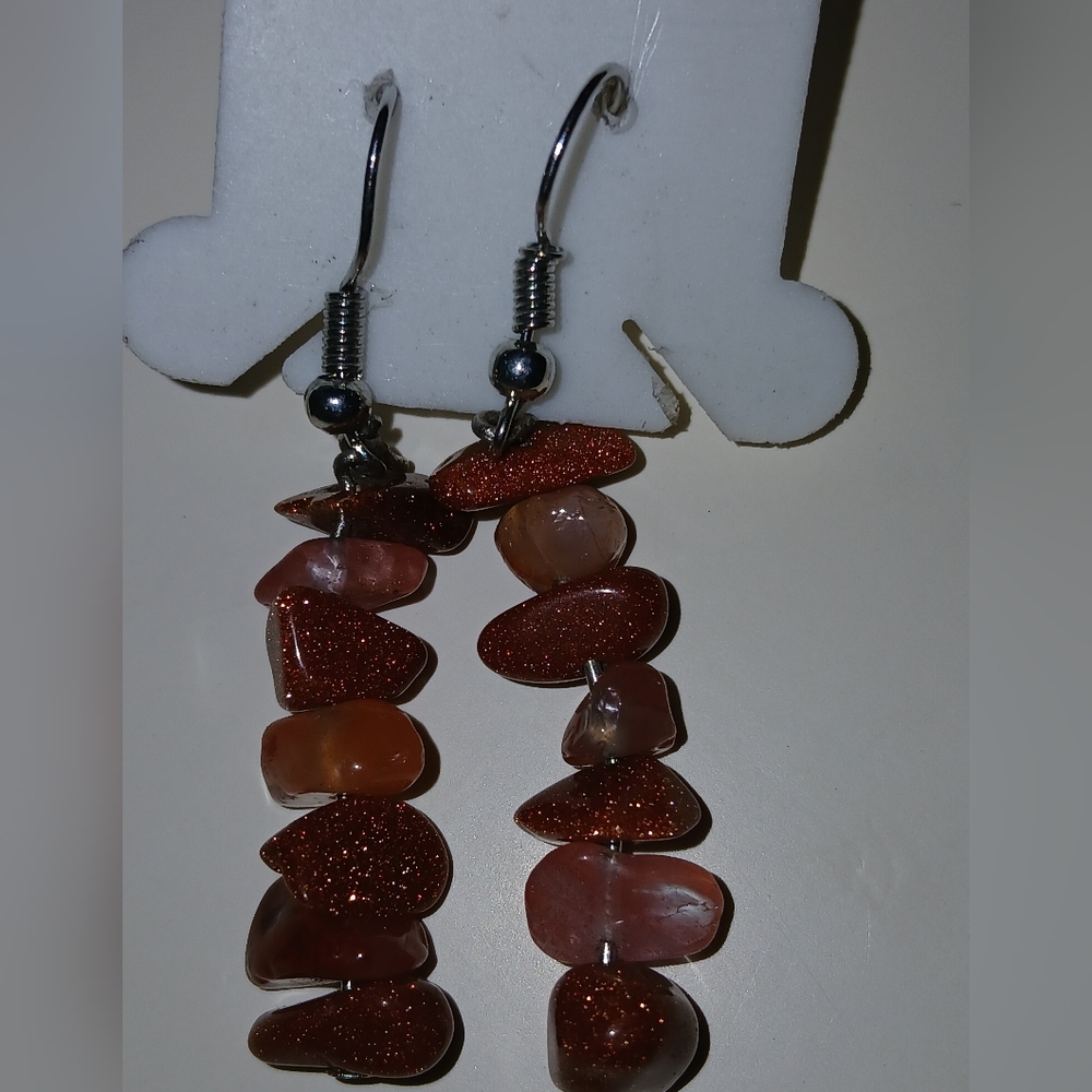 Elegant Brown Stone Dangle Earrings